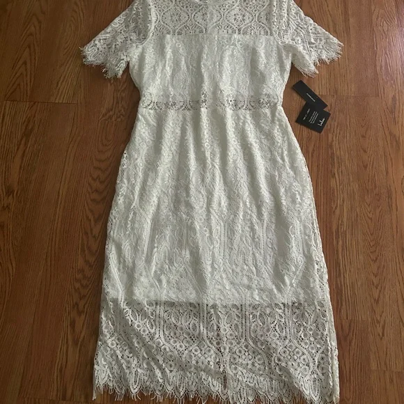 White lace midi dress with cut out details - Picture 1 of 3